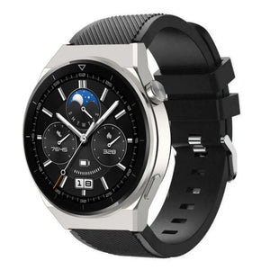 Twill Silicone Strap, black, on a watch, 3/4 front view