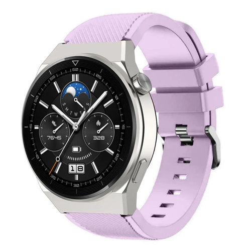 Twill Silicone Strap, lilac, on a watch, 3/4 front view