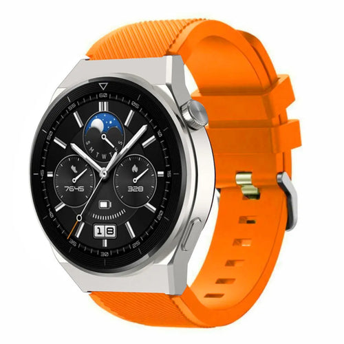 Twill Silicone Strap, orange, on a watch, 3/4 front view