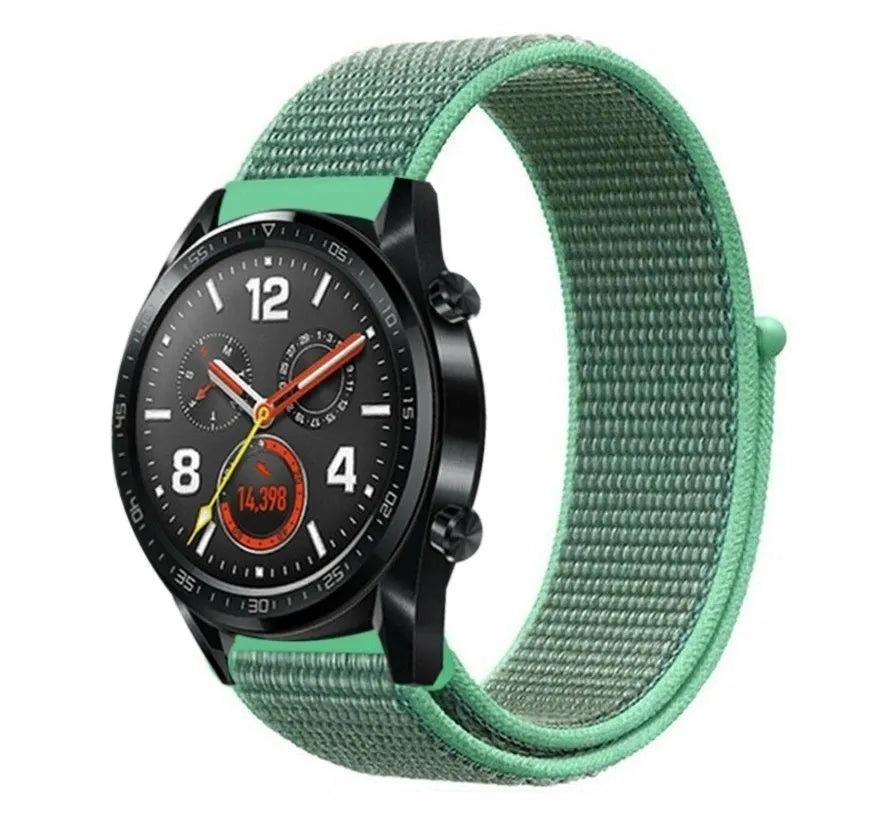 Nylon Strap, mint, on a watch, 3/4 front view