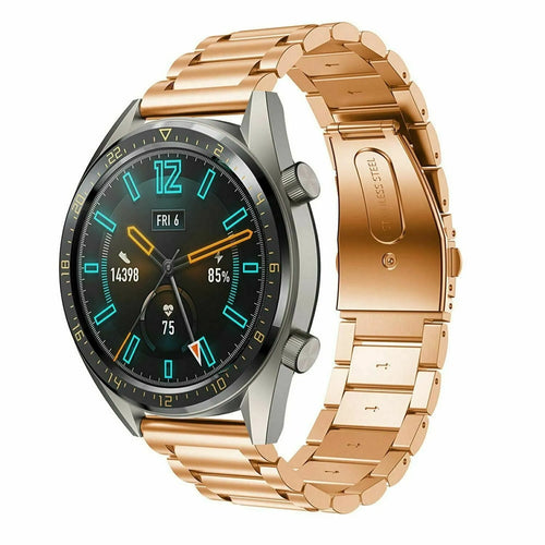 Steel Strap, rose gold, on a watch, 3/4 front view