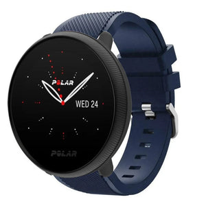Twill Silicone Strap, dark blue, on a watch, 3/4 front view