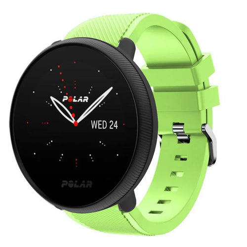 Twill Silicone Strap, light green, on a watch, 3/4 front view