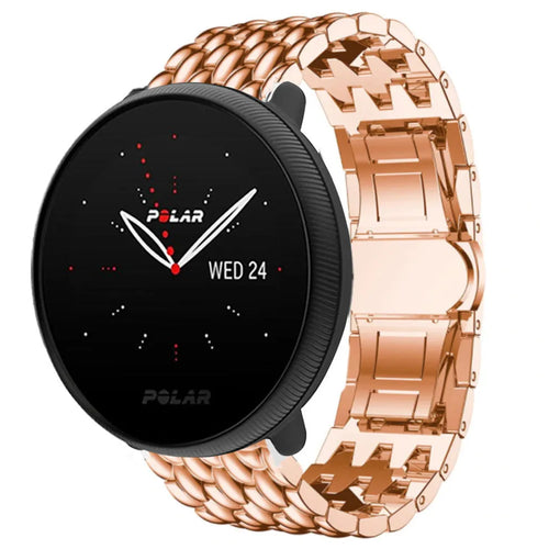 Steel Dragon Strap, rose gold, on a watch, 3/4 front view