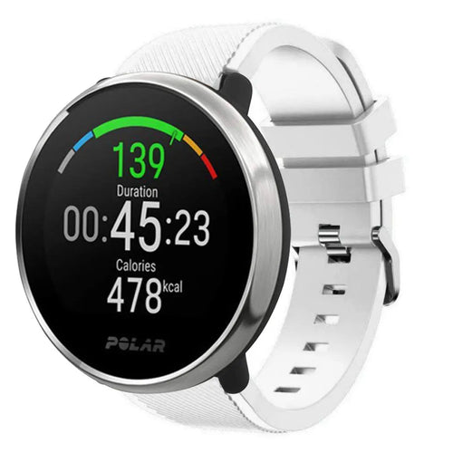 Twill Silicone Strap, white, on a watch, 3/4 front view
