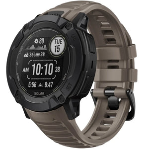 Silicone Strap, brown, on a watch, 3/4 front view