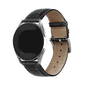 Leather Strap Crocodile Grain, black, on a watch, 3/4 front view