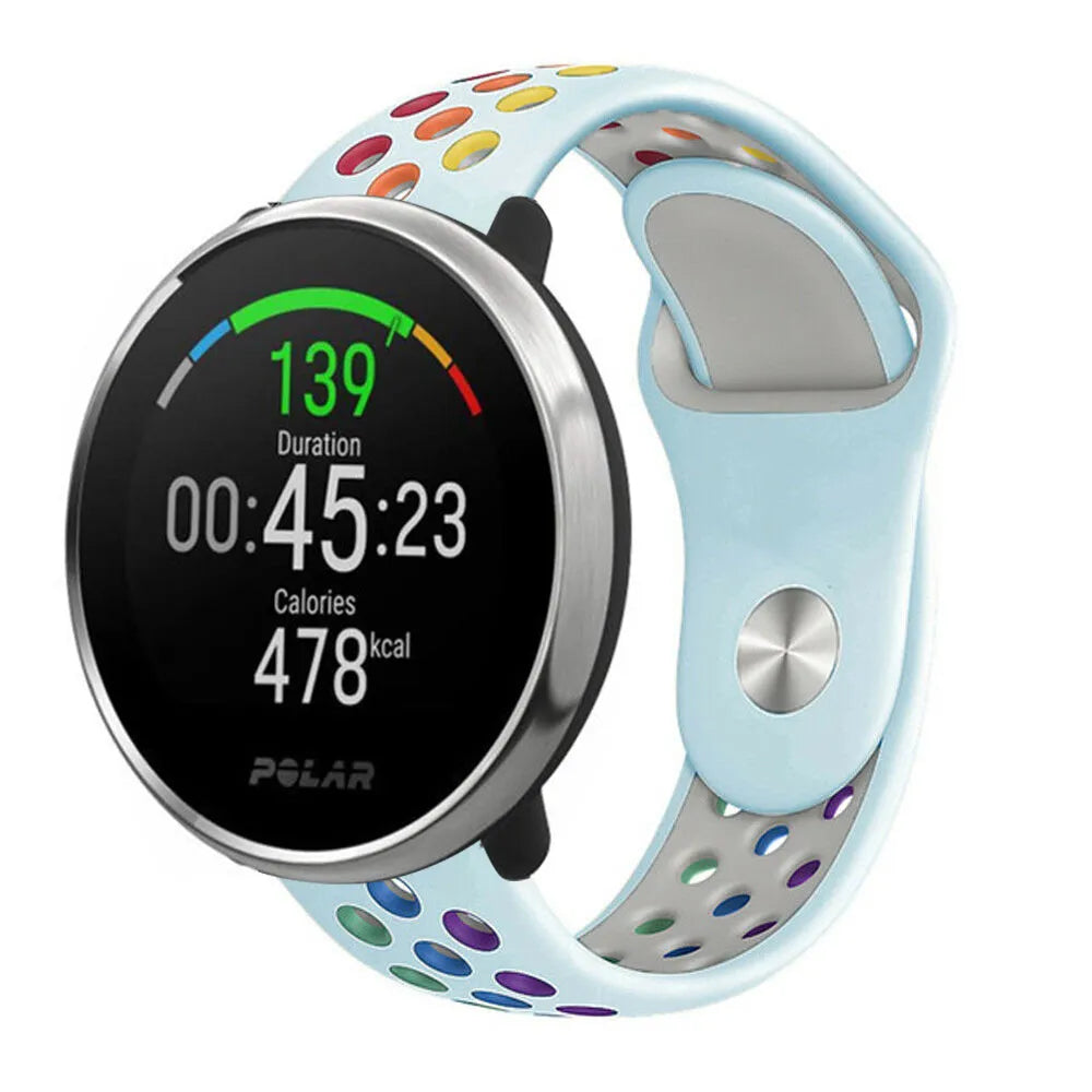 Silicone Sport Strap, on a watch, 3/4 front view