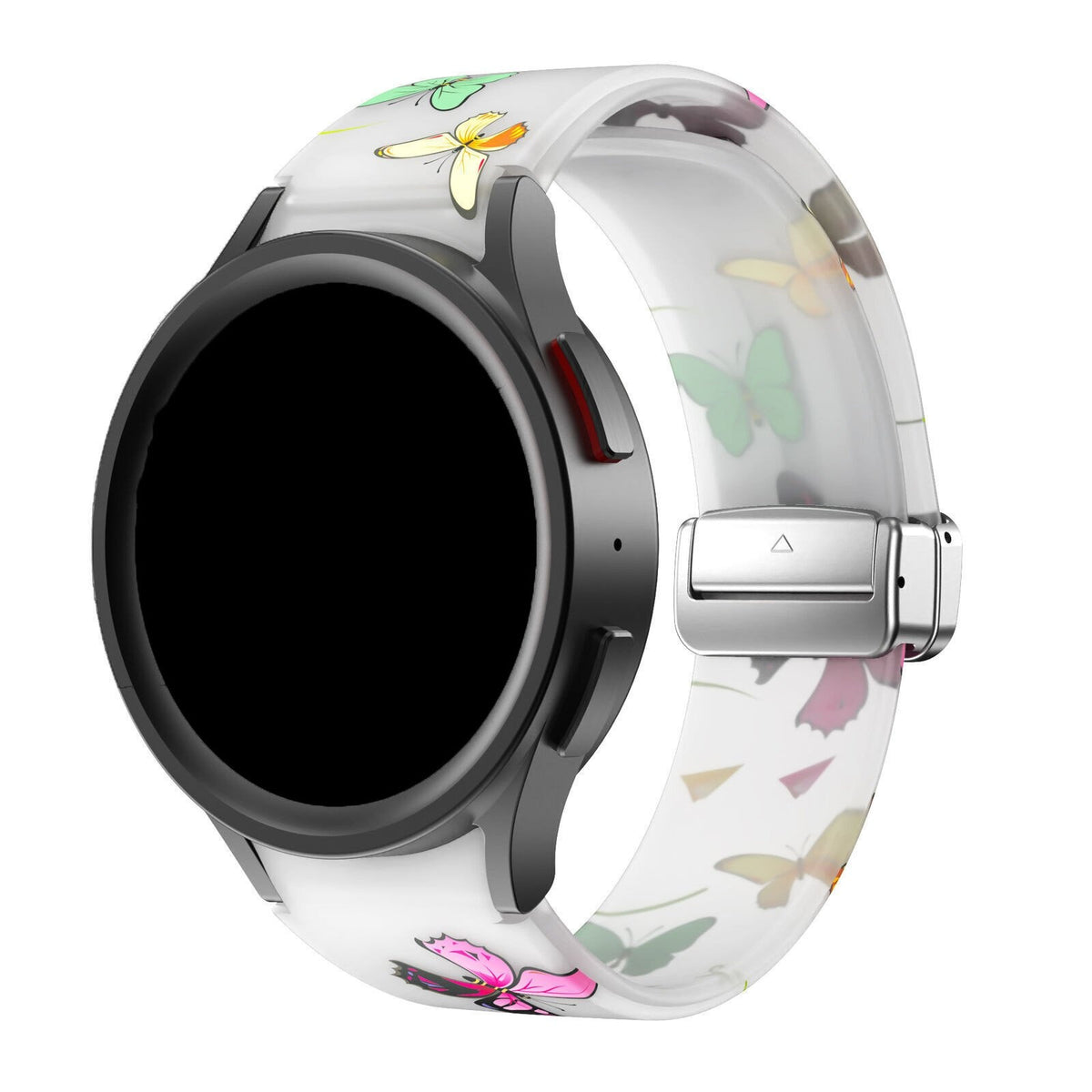 Silicone Magnetic Patterned Strap, on a watch, 3/4 front view