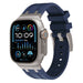 Apple Watch Ultra Luxury Liquid Silicone Strap (Blue with Titanium)