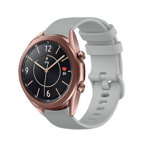 Premium Silicone Strap, grey, on a watch, 3/4 front view