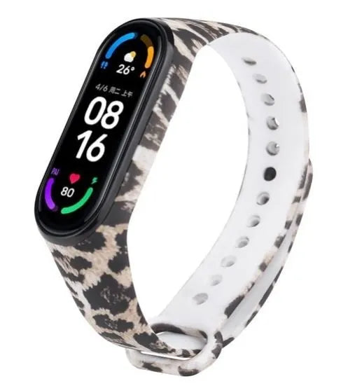 Silicone Leopard Strap, on a watch, 3/4 front view