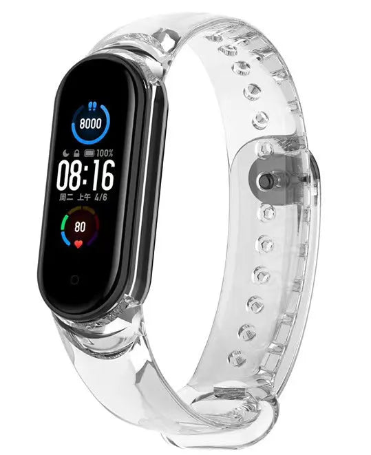 Silicone Colour Changing Crystal, transparent, on a watch, 3/4 front view