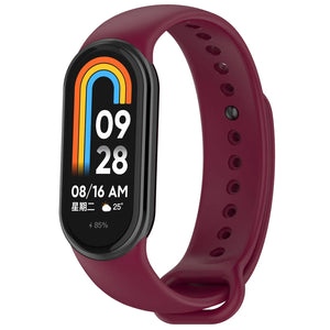 Silicone Strap, wine red, on a watch, 3/4 front view
