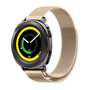 Milanese Strap, champagne, on a watch, 3/4 front view