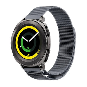 Milanese Strap, space grey, on a watch, 3/4 front view