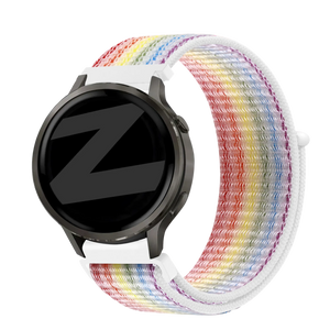 Nylon Loop Strap, multicolour, on a watch, 3/4 front view