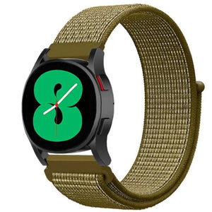 Nylon Strap, olive, on a watch, 3/4 front view