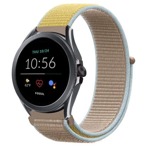 Nylon Strap, camel, on a watch, 3/4 front view
