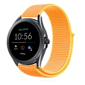 Nylon Strap, light yellow, on a watch, 3/4 front view