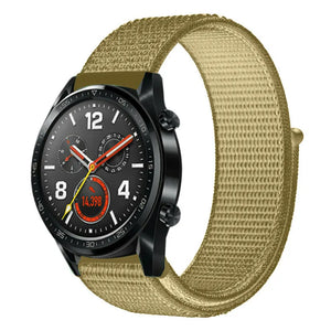 Nylon Strap, olive, on a watch, 3/4 front view