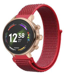 Nylon Strap, red, on a watch, 3/4 front view