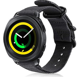 Nylon Buckle Strap, black, on a watch, 3/4 front view