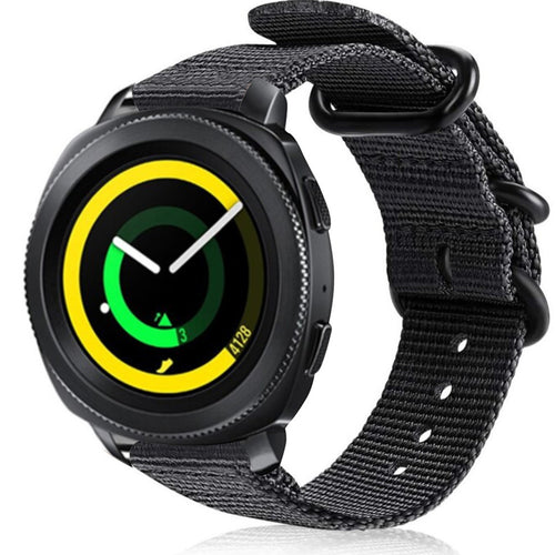 Nylon Buckle Strap, black, on a watch, 3/4 front view
