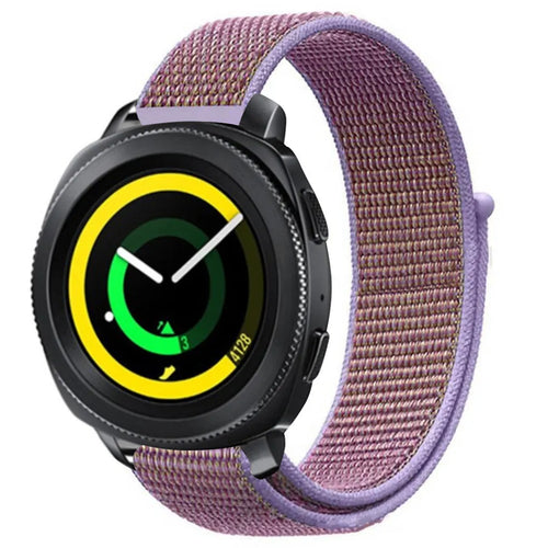 Nylon Strap, purple, on a watch, 3/4 front view