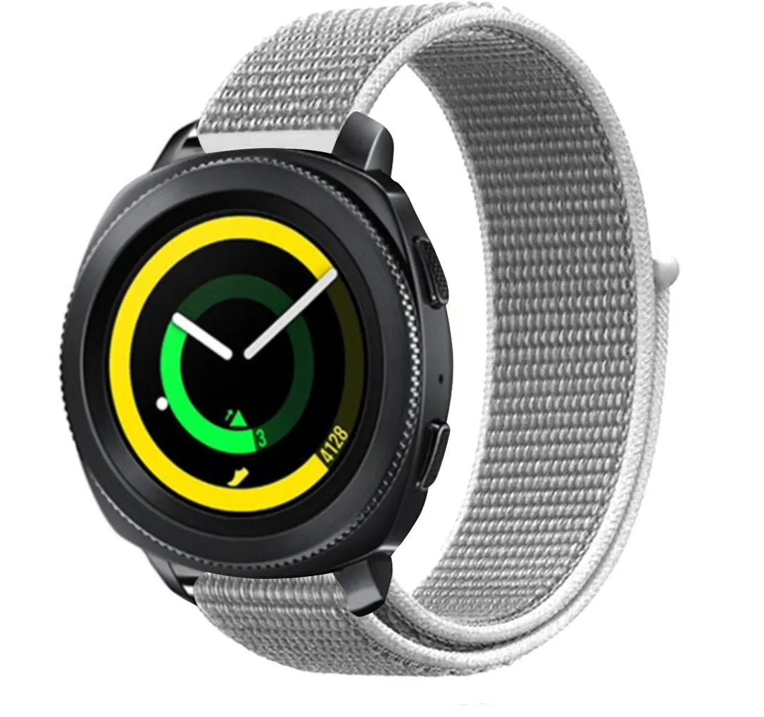 Nylon Strap, grey, on a watch, 3/4 front view