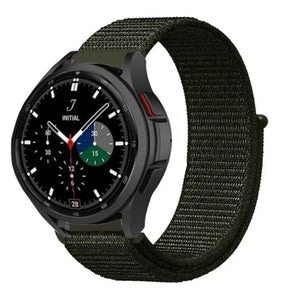 Nylon Strap, dark green, on a watch, 3/4 front view