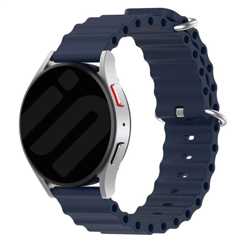 Silicone Ocean Strap, dark blue, on a watch, 3/4 front view