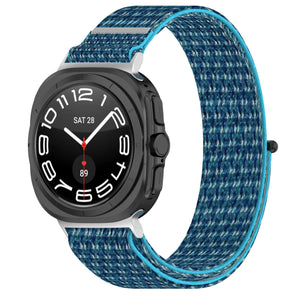 Nylon Strap, ocean blue, on a watch, 3/4 front view