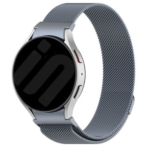Milanese Strap 'One Push', space grey, on a watch, 3/4 front view