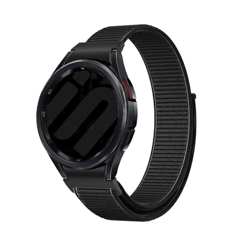 Nylon Strap 'One Push', black, on a watch, 3/4 front view