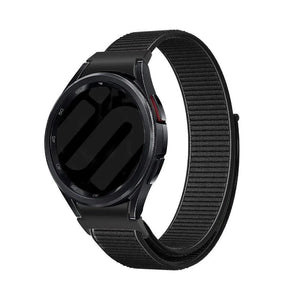 Nylon Strap 'One Push', black, on a watch, 3/4 front view