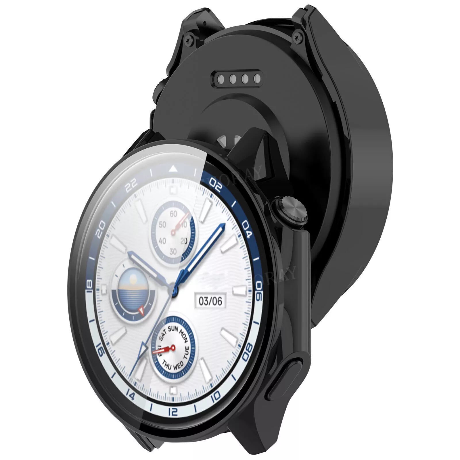 Funda rígido con cristal OnePlus Watch 2 (negra)