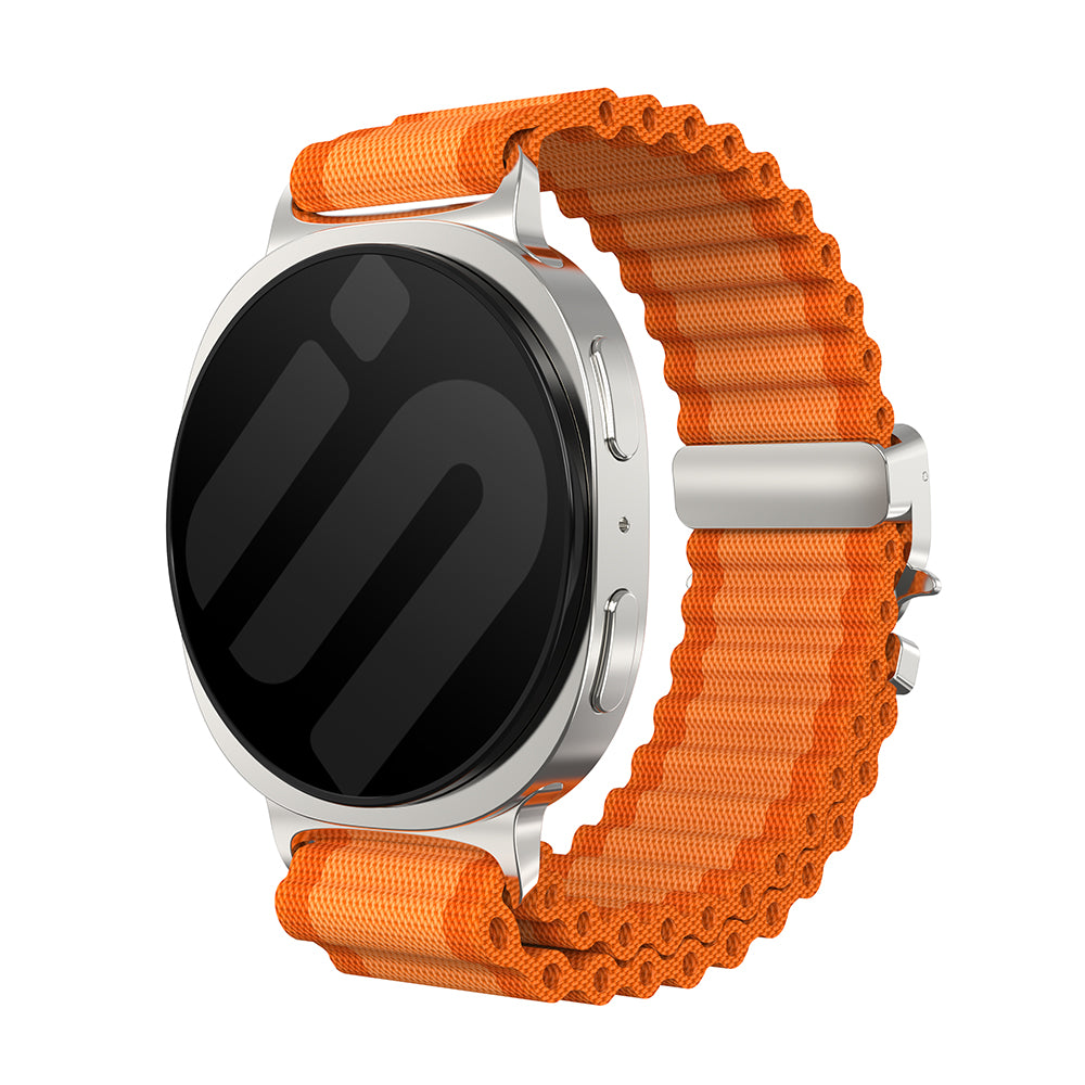 Correa nylon Outdoor con hebilla-P Samsung Galaxy Watch 8 - 40mm (naranja/plata)
