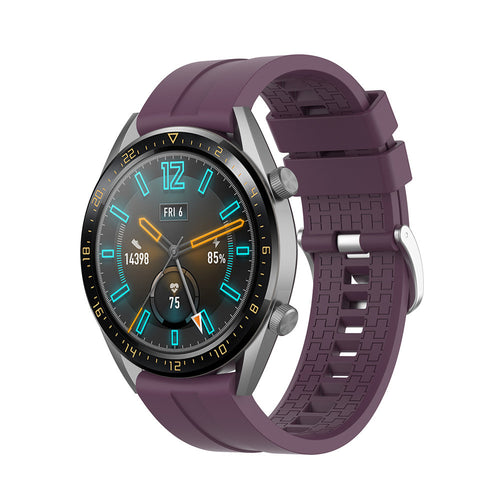 Silicone Strap 'Extreme', purple, on a watch, 3/4 front view