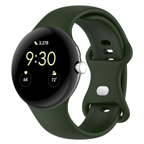 Google Pixel Watch 4 - 45mm Klassisches Silikonarmband (Dunkel Grün)