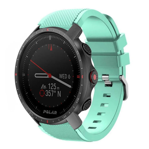 Twill Silicone Strap, aqua, on a watch, 3/4 front view