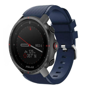 Twill Silicone Strap, dark blue, on a watch, 3/4 front view