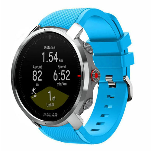 Twill Silicone Strap, light blue, on a watch, 3/4 front view