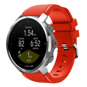 Twill Silicone Strap, red, on a watch, 3/4 front view