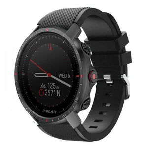 Twill Silicone Strap, black, on a watch, 3/4 front view