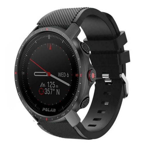 Twill Silicone Strap, black, on a watch, 3/4 front view