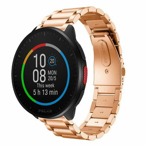 Steel Strap, rose gold, on a watch, 3/4 front view