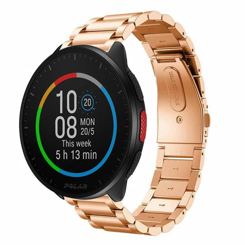 Steel Strap, rose gold, on a watch, 3/4 front view