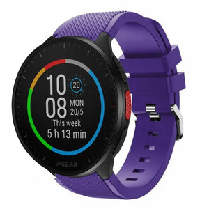 Twill Silicone Strap, purple, on a watch, 3/4 front view