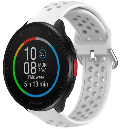 Breathable Silicone Strap, white, on a watch, 3/4 front view